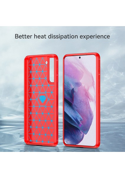 1.8mm Isı Dağıtıcı Tpu Kılıf Çizilmez Düşmez Karbon Fiber Dokulu Telefon Kılıfı Fırçalanmış Yüzeyli Samsung Galaxy S21 4g/5g-Kırmızı (Yurt Dışından) fırsatları