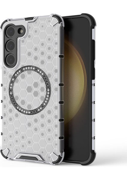 Samsung Galaxy S23 Cep Telefonu Kılıfı Honeycomb Tpu+Pc Telefon Kılıfı Magsafe-Transparent ile Uyumlu (Yurt Dışından)