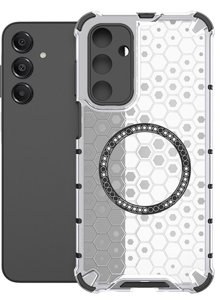 Samsung Galaxy A16 5g/4g Kılıfı Magsafe Honeycomb Tasarım Tpu+Pc Telefon Kılıfı ile Uyumlu-Şeffaf (Yurt Dışından)