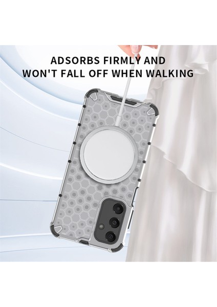 Samsung Galaxy A16 5g/4g Kılıfı Magsafe Honeycomb Tasarım Tpu+Pc Telefon Kılıfı ile Uyumlu-Şeffaf (Yurt Dışından) modelleri