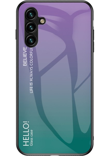 Samsung Galaxy A24 4g (162,1 x 77,6 x 8,3 Mm) Degrade Renkli Arka Ince Kılıf Pc + Tpu + Temperli Cam Telefon Kılıfı - Degrade Mor (Yurt Dışından)