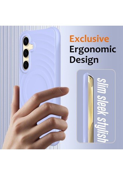 Samsung Galaxy S25+ Kılıf Için Magsafe Dalgalı Doku Sıvı Silikon Koruyucu Kılıf ve Kayış-Mor ile Uyumlu (Yurt Dışından) modelleri