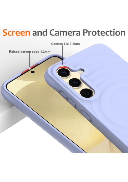 Samsung Galaxy S25+ Kılıf Için Magsafe Dalgalı Doku Sıvı Silikon Koruyucu Kılıf ve Kayış-Mor ile Uyumlu (Yurt Dışından) fırsatları