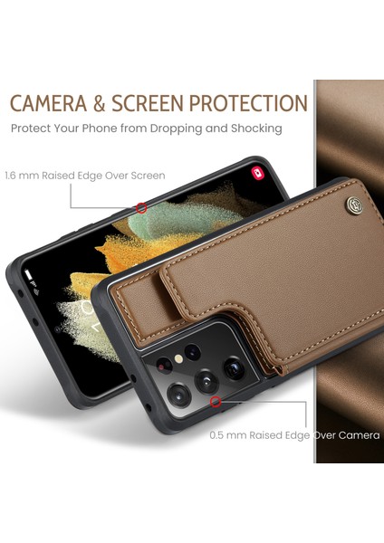 Samsung Galaxy S21 Ultra 5g Telefon Kılıfı Caseme C22 Deri Arka Kapak Rfıd Engelleme Kart Yuvaları Ile-Kahverengi (Yurt Dışından) indirimleri