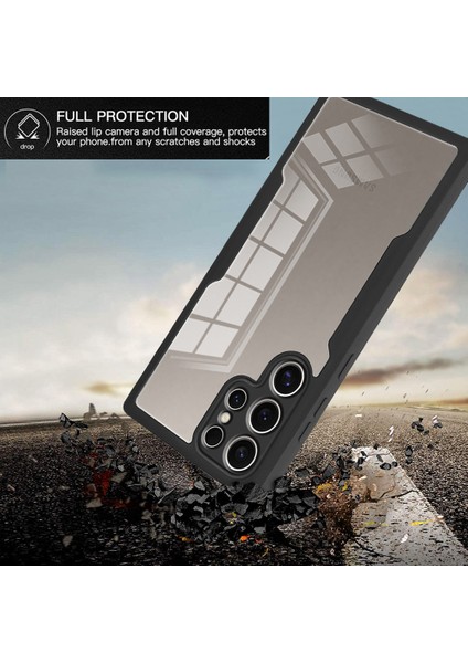 Samsung Galaxy S24 Ultra Kılıf Akrilik+Tpu Tam Gövde Koruma Telefon Kılıfı Pet Ekran Filmi-Siyah (Yurt Dışından) modelleri