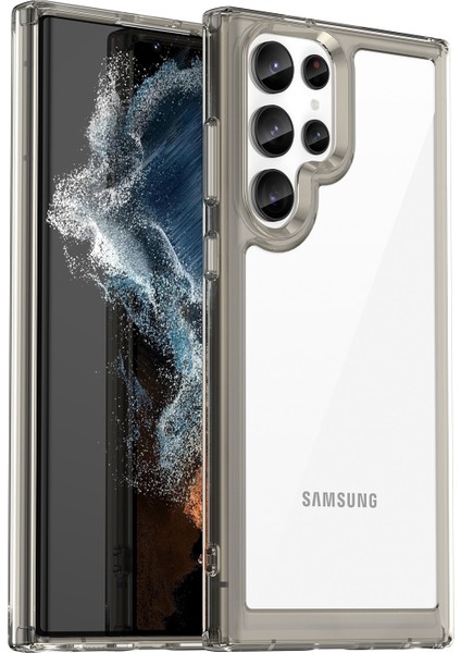 Samsung Galaxy S23 Ultra Çizilmez Telefon Kılıfı Tpu Tampon Akrilik Arka Darbeye Dayanıklı Kapak-Şeffaf Gri (Yurt Dışından)