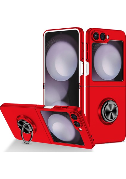 Samsung Galaxy Z Flip6 5g Kılıf Döndürülebilir Halka Destekli Sert Pc Telefon Kılıfı-Kırmızı (Yurt Dışından)