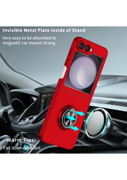 Samsung Galaxy Z Flip6 5g Kılıf Döndürülebilir Halka Destekli Sert Pc Telefon Kılıfı-Kırmızı (Yurt Dışından) fiyatları
