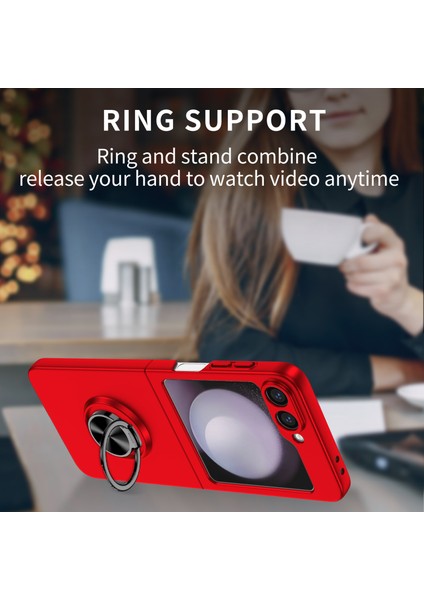 Samsung Galaxy Z Flip6 5g Kılıf Döndürülebilir Halka Destekli Sert Pc Telefon Kılıfı-Kırmızı (Yurt Dışından) fırsatları