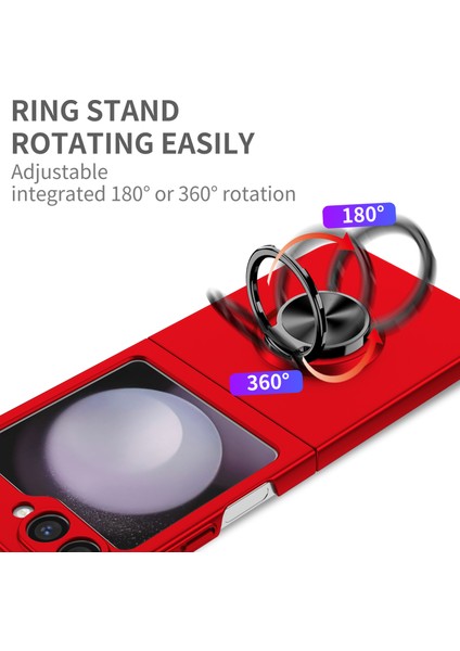Samsung Galaxy Z Flip6 5g Kılıf Döndürülebilir Halka Destekli Sert Pc Telefon Kılıfı-Kırmızı (Yurt Dışından) indirimleri