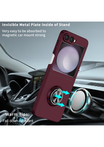 Samsung Galaxy Z Flip6 5g Kılıf Döndürülebilir Halka Destekli Sert Pc Telefon Kılıfı-Şarap Kırmızısı (Yurt Dışından) fiyatları