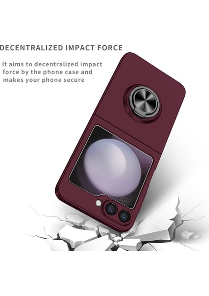 Samsung Galaxy Z Flip6 5g Kılıf Döndürülebilir Halka Destekli Sert Pc Telefon Kılıfı-Şarap Kırmızısı (Yurt Dışından) modelleri