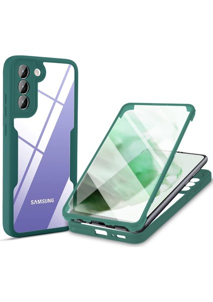 Pet Ekran Koruyucu + Akrilik + Tpu Kılıf Darbeye Dayanıklı Çok Yönlü Koruma Telefon Kılıfı Samsung Galaxy S22 + 5g - Gece Yarısı Yeşili (Yurt Dışından)