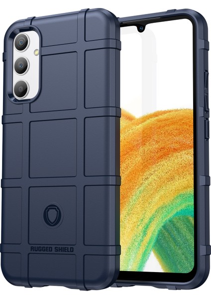 Samsung Galaxy A34 5g Için Telefon Kılıfı, Sağlam Kare Izgara Doku Darbeye Dayanıklı Yumuşak Tpu Arka Kapak-Mavi (Yurt Dışından)