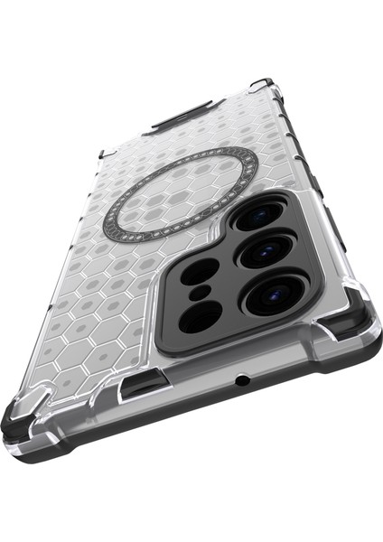 Samsung Galaxy S23 Ultra Manyetik Kılıf Tpu+Pc Telefon Kılıfı Petek Şok Emici-Şeffaf (Yurt Dışından) modelleri