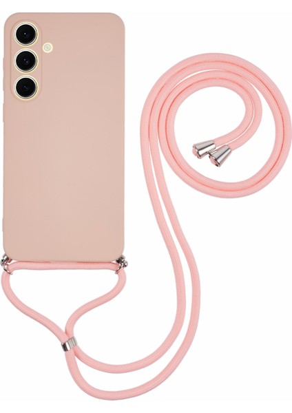 Samsung Galaxy S25 Çapraz Askılı Kılıf Esnek Tpu Fiber Astarlı Darbeye Dayanıklı Telefon Kılıfı-Pembe (Yurt Dışından)