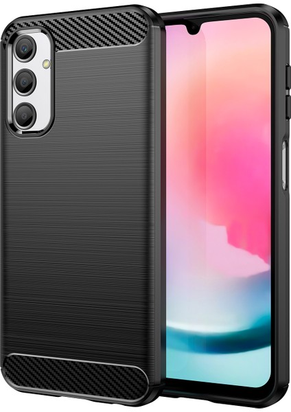 Samsung Galaxy A24 4g (162,1 x 77,6 x 8,3 Mm) Çizilmez Telefon Kılıfı Karbon Fiber Doku Fırçalanmış Yüzey Koruyucu Arka Kapak-Siyah (Yurt Dışından)