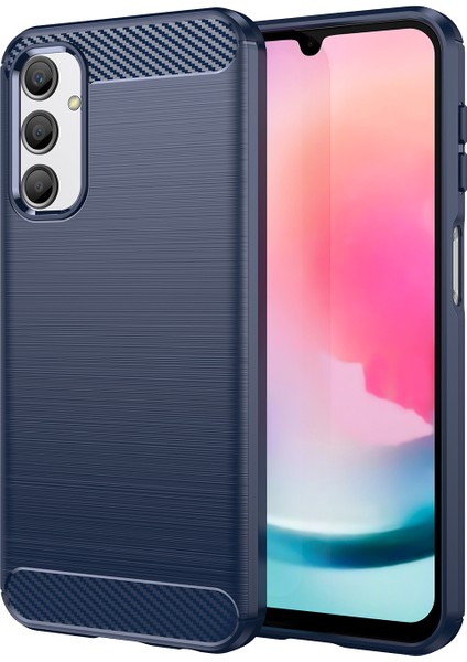 Samsung Galaxy A24 4g (162,1 x 77,6 x 8,3 Mm) Çizilmez Telefon Kılıfı Karbon Fiber Doku Fırçalanmış Yüzey Koruyucu Arka Kapak-Mavi (Yurt Dışından)