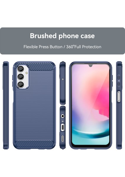 Samsung Galaxy A24 4g (162,1 x 77,6 x 8,3 Mm) Çizilmez Telefon Kılıfı Karbon Fiber Doku Fırçalanmış Yüzey Koruyucu Arka Kapak-Mavi (Yurt Dışından) fırsatları