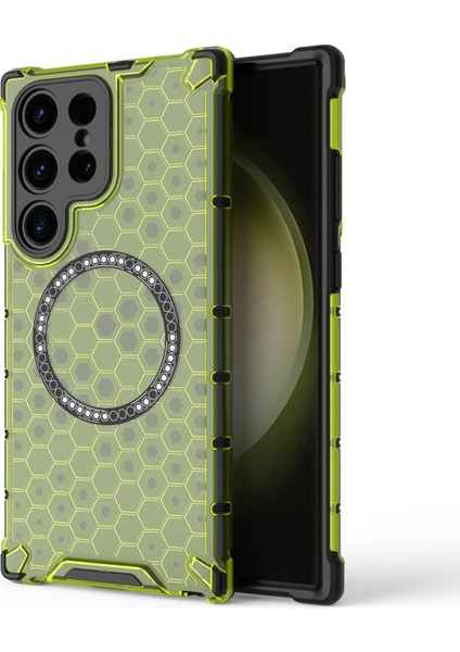 Samsung Galaxy S24 Ultra Kılıf Honeycomb Tpu+Pc Cep Telefonu Kılıfı Magsafe-Green ile Uyumlu (Yurt Dışından)