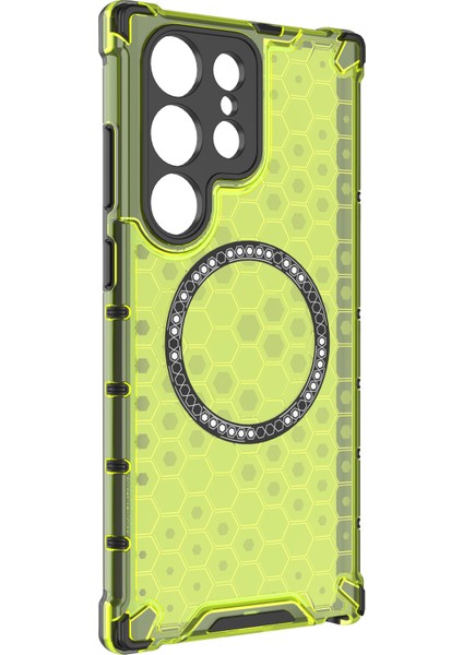 Samsung Galaxy S24 Ultra Kılıf Honeycomb Tpu+Pc Cep Telefonu Kılıfı Magsafe-Green ile Uyumlu (Yurt Dışından) modelleri