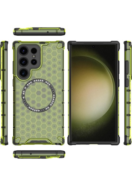 Samsung Galaxy S24 Ultra Kılıf Honeycomb Tpu+Pc Cep Telefonu Kılıfı Magsafe-Green ile Uyumlu (Yurt Dışından) fırsatları
