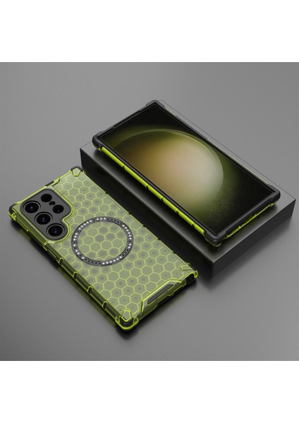 Samsung Galaxy S24 Ultra Kılıf Honeycomb Tpu+Pc Cep Telefonu Kılıfı Magsafe-Green ile Uyumlu (Yurt Dışından) indirimleri