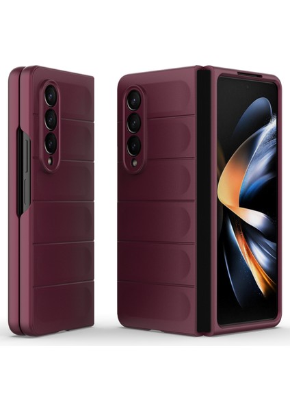 Samsung Galaxy Z Fold4 5g Telefon Kılıfı Sert Pc Darbeye Dayanıklı Kapak-Şarap Kırmızısı (Yurt Dışından)