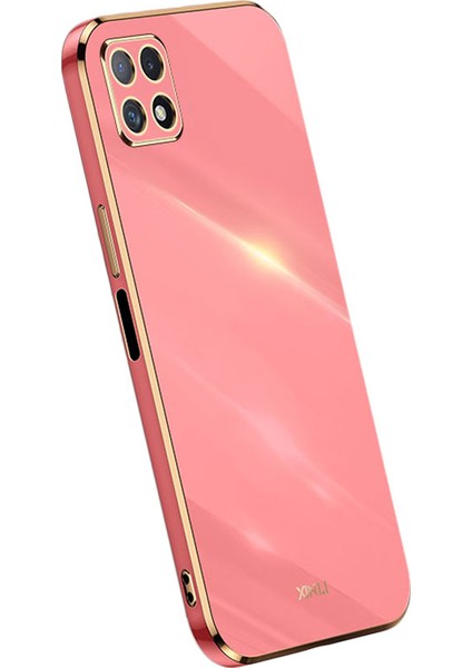 Xınlı Telefon Kılıfı Samsung Galaxy A22 5g (Ab Sürümü), Elektrokaplama Altın Kenar Darbeye Dayanıklı Tpu Koruyucu Kılıf-Kırmızı (Yurt Dışından)