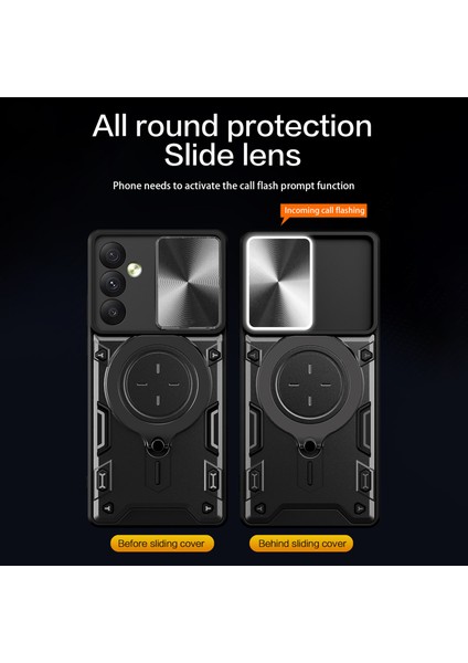 Samsung Galaxy A34 5g Kickstand Darbeye Dayanıklı Telefon Kabuğu ve Kayar Lens Kapağı - Kırmızı Tpu Pc Telefon Kılıfı (Yurt Dışından) fiyatları