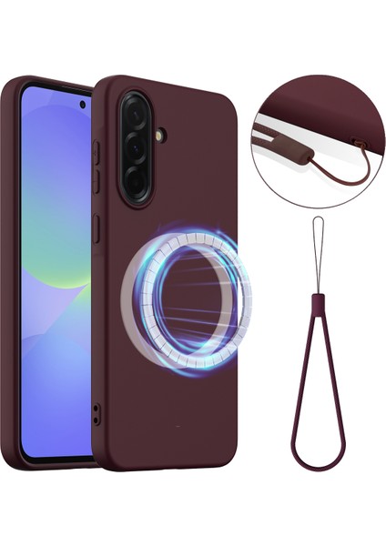 Samsung Galaxy A36 5g/galaxy A56 5g Kılıf Magsafe Anti-Düşme Sıvı Silikon Telefon Kılıfı ile Uyumlu-Şarap Kırmızısı (Yurt Dışından)