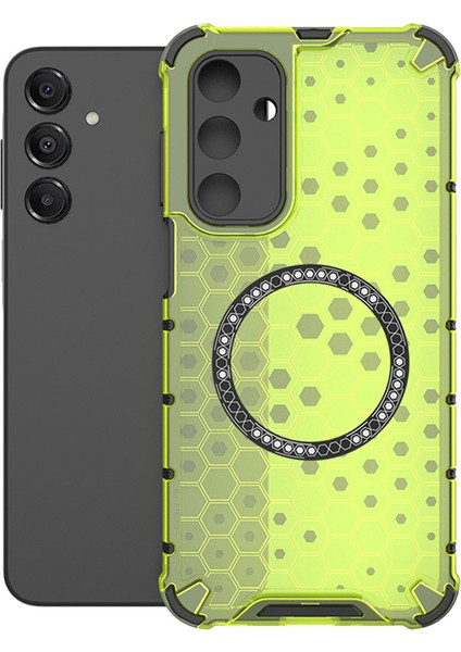Samsung Galaxy A16 5g/4g Kılıfı Magsafe Honeycomb Tasarım Tpu+Pc Telefon Kılıfı-Yeşil ile Uyumlu (Yurt Dışından)