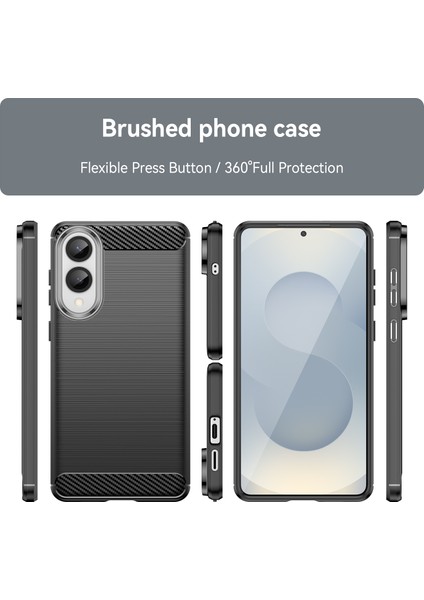 Samsung Galaxy S25 EDGE/S25 Slim Kılıf Koruyucu Telefon Kılıfı Karbon Fiber Doku Fırçalanmış-Siyah (Yurt Dışından) modelleri