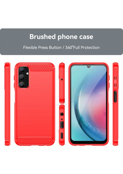 Samsung Galaxy A25 5g Fırçalanmış Telefon Kılıfı Karbon Fiber Doku Esnek Tpu Kapak-Kırmızı (Yurt Dışından) modelleri