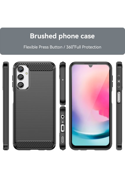 Samsung Galaxy A24 4g (162,1 x 77,6 x 8,3 Mm) Çizilmez Telefon Kılıfı Karbon Fiber Doku Fırçalanmış Yüzey Koruyucu Arka Kapak-Siyah (Yurt Dışından) fırsatları