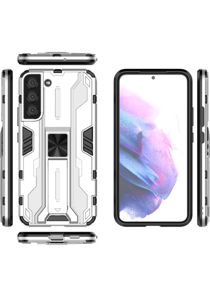 Samsung Galaxy S22 5g Için Darbeye Dayanıklı Sert Pc + Yumuşak Tpu Hibrit Koruyucu Kılıf Kickstand ile - Gümüş (Yurt Dışından) indirimleri