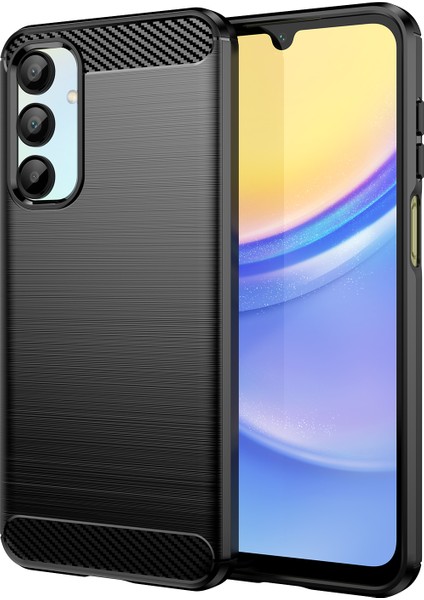 Samsung Galaxy A16 5G/A16 4g Kılıf Karbon Fiber Doku Tpu Fırçalanmış Telefon Kılıfı-Siyah (Yurt Dışından)