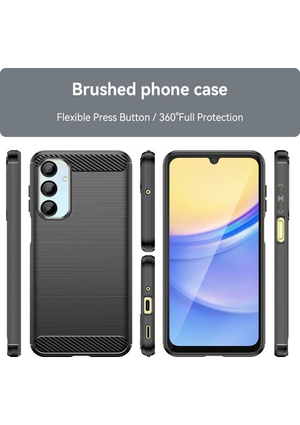 Samsung Galaxy A16 5G/A16 4g Kılıf Karbon Fiber Doku Tpu Fırçalanmış Telefon Kılıfı-Siyah (Yurt Dışından) modelleri