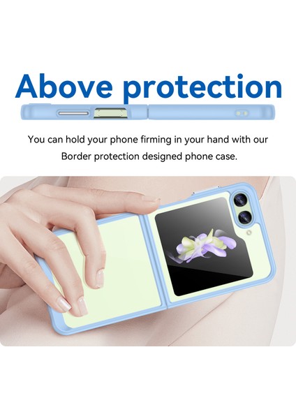 Samsung Galaxy Z Flip5 5g Cep Telefonu Arka Kapağı Şeffaf Koruyucu Darbeye Dayanıklı Tpu+Akrilik Kılıf-Mavi (Yurt Dışından) modelleri