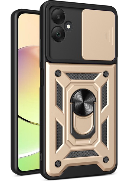 Samsung Galaxy A05 4g Cep Telefonu Kılıfı Kickstand Kapağı Kayar Lens Pencereli-Altın (Yurt Dışından)