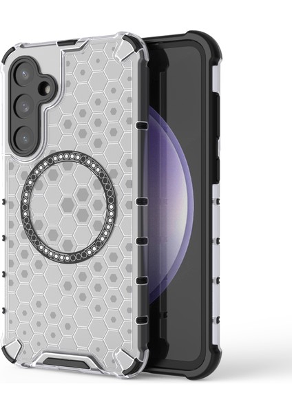 Samsung Galaxy S23 Fe Kılıf Petek Manyetik Halka Tpu+Pc Telefon Kılıfı-Şeffaf (Yurt Dışından)