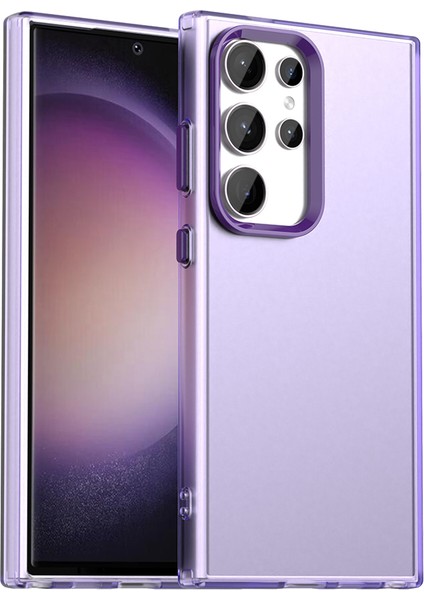 Samsung Galaxy S23 Ultra Kılıf Pc+Tpu+Pet Mat Anti-Düşme Telefon Arka Kapağı-Mor (Yurt Dışından)