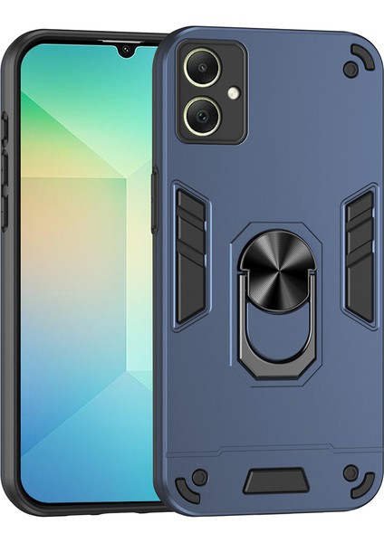 Samsung Galaxy A06 4g Kılıf Pc+Tpu Drop Defend Telefon Kılıfı Halkalı Ayaklı-Mavi (Yurt Dışından)