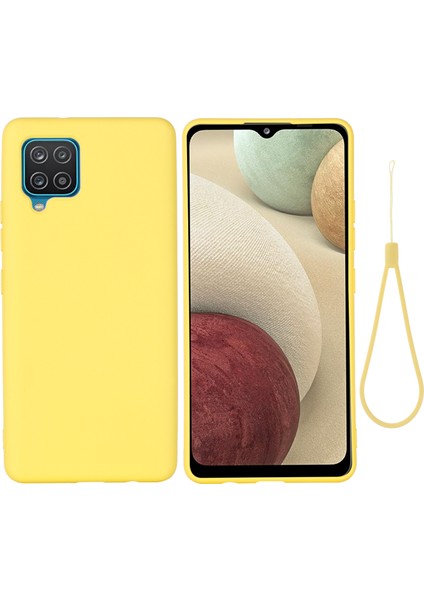 Yumuşak Silikon Cep Telefonu Arka Kılıf Kapak Kabuğu ve Kordon Samsung Galaxy A22 4g (Ab Sürümü)-Sarı (Yurt Dışından)