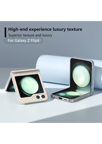 Samsung Galaxy Z Flip6 5g Kılıf Dokuma Doku Menteşe Koruma Deri + Pc Katlanır Telefon Kılıfı-Bej (Yurt Dışından) fiyatları