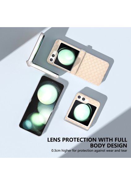 Samsung Galaxy Z Flip6 5g Kılıf Dokuma Doku Menteşe Koruma Deri + Pc Katlanır Telefon Kılıfı-Bej (Yurt Dışından) modelleri