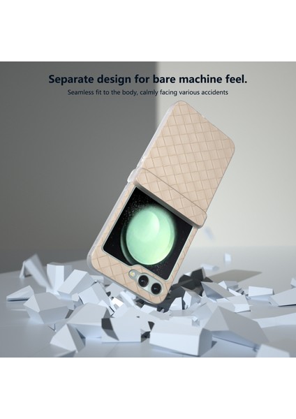 Samsung Galaxy Z Flip6 5g Kılıf Dokuma Doku Menteşe Koruma Deri + Pc Katlanır Telefon Kılıfı-Bej (Yurt Dışından) fırsatları