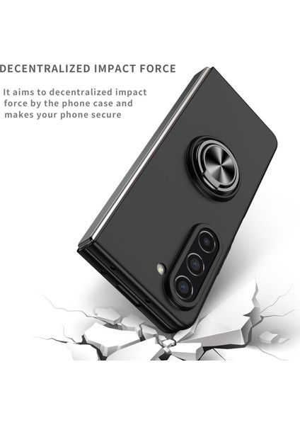 Samsung Galaxy Z Fold5 5g Ring Kickstand Telefon Kılıfı Desteği Araç Montajı Sert Pc Koruyucu Kılıf-Siyah (Yurt Dışından) modelleri