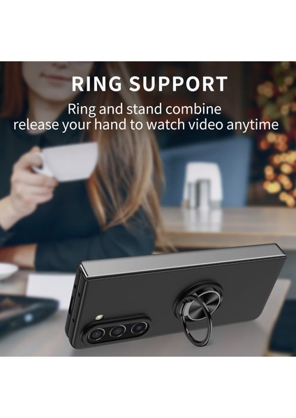 Samsung Galaxy Z Fold5 5g Ring Kickstand Telefon Kılıfı Desteği Araç Montajı Sert Pc Koruyucu Kılıf-Siyah (Yurt Dışından) fırsatları