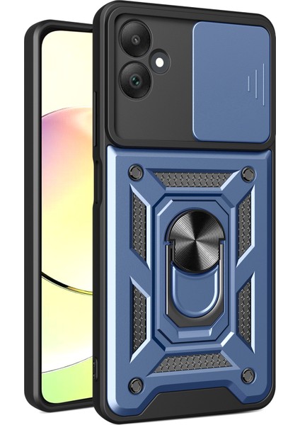 Samsung Galaxy A05 4g Cep Telefonu Kılıfı Kickstand Kapağı Kayar Lens Pencereli-Mavi (Yurt Dışından)